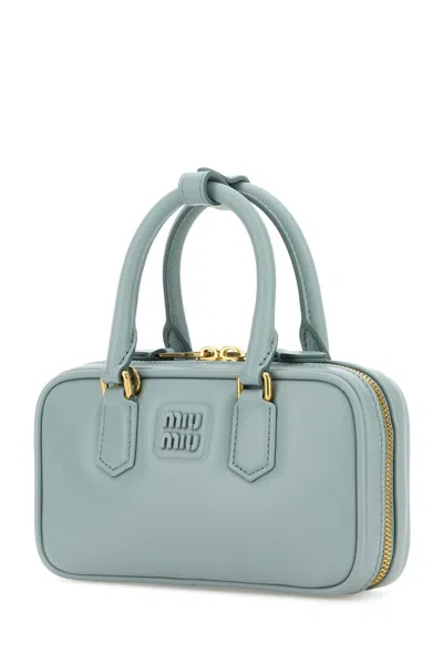 Miu Miu Pastel Light Blue Nappa Leather Handbag In Blue