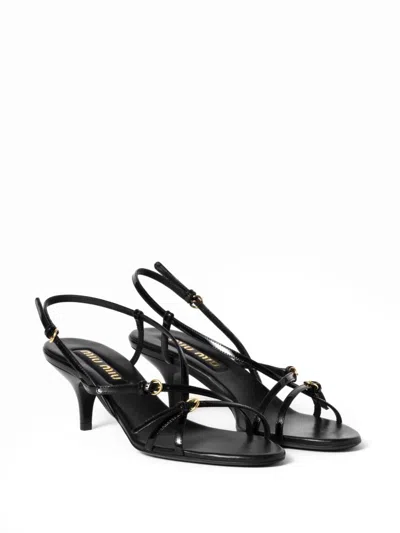 Miu Miu Patent Leather Sandals With Buckles Shoes In Multi