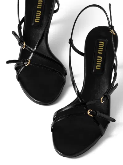 Miu Miu Patent Leather Sandals With Buckles Shoes In Multi