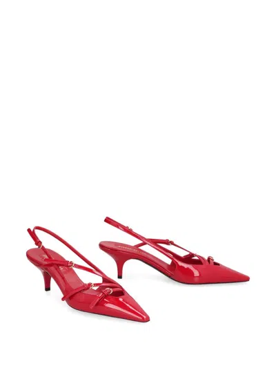 Miu Miu Miumiu Women Patent Leather Slingbacks With Buckles In Red