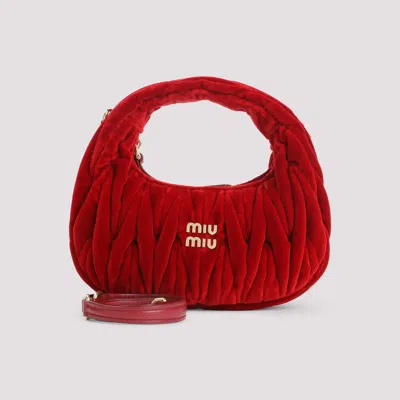 Miu Miu Red Mini Cotton Handbag In Red