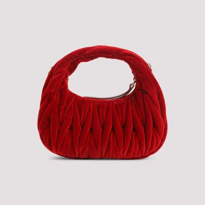 Miu Miu Red Mini Cotton Handbag In Red