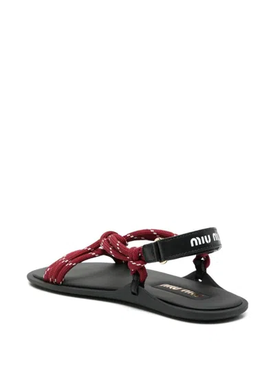 Miu Miu Red Sandals Women In Brown