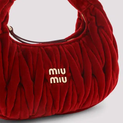 Miu Miu Red Mini Cotton Handbag In Red