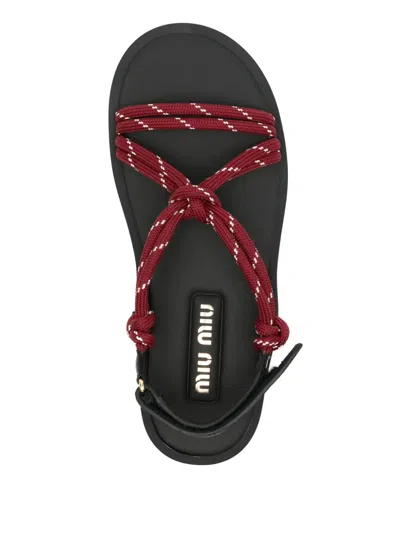 Miu Miu Red Sandals Women In Brown