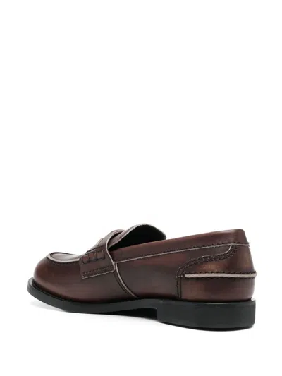 Miu Miu Vintage-effect Leather Penny Loafers In Brown