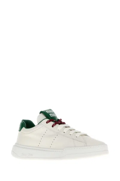 Miu Miu White Leather Sneakers In White