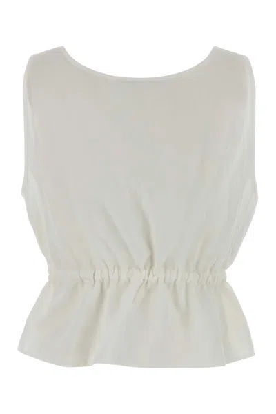 Miu Miu White Poplin Tank Top In White