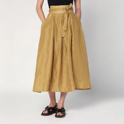 Mark Kenly Domino Tan Mkdt Studio Nova Pleated Skirt In Ramie