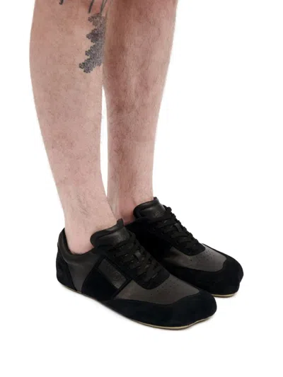 Mm6 Maison Margiela Black Leather And Suede Anatomic Sneakers