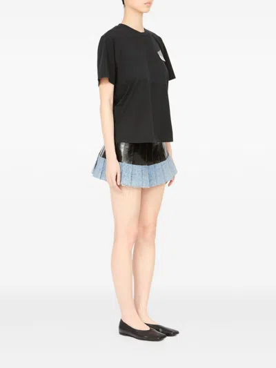 Mm6 Maison Margiela Black Tshirt With Numeric Patch And Tape Detail In Black