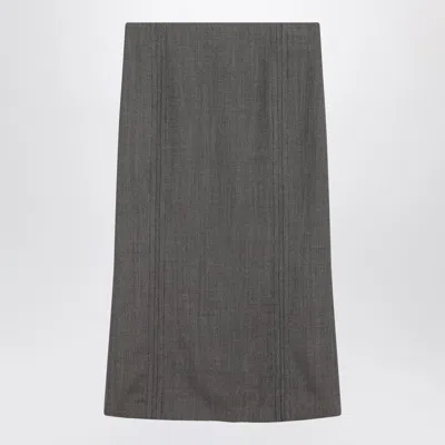 Mm6 Maison Margiela Brown And Beige Patterned Wool Midi Skirt In Gray