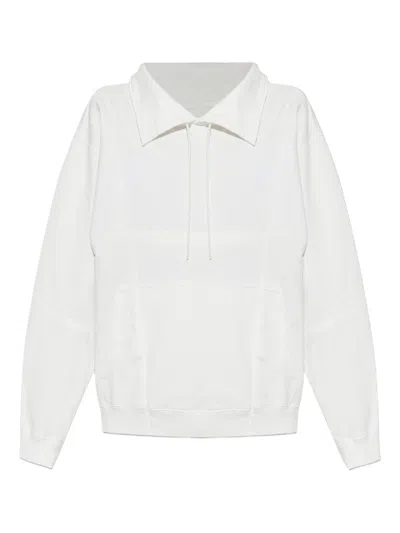 Mm6 Maison Margiela Drawstring Spread-collar Sweatshirt In White