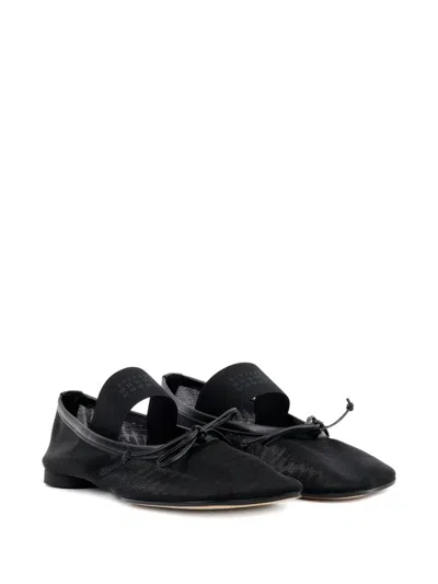 Mm6 Maison Margiela Elasticated Bow Flats In Black