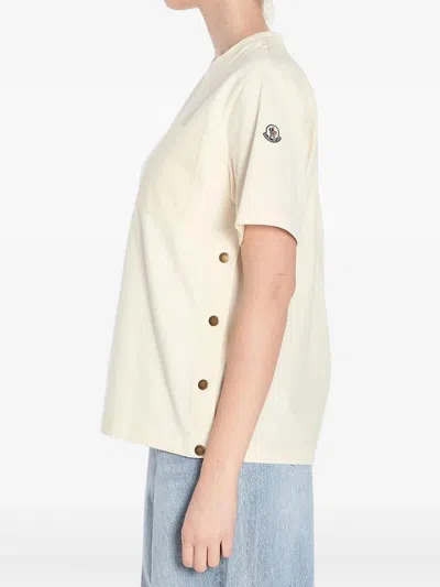 Moncler Women White Cotton T-shirt In Neutral