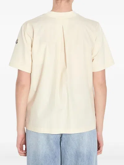Moncler Women White Cotton T-shirt In Neutral