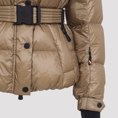 Moncler Bataillouse Belted Down Ski Jacket Clothing In Brown