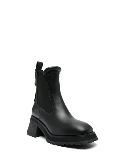 Moncler Gigi Embellished Leather Chelsea Boots In Black