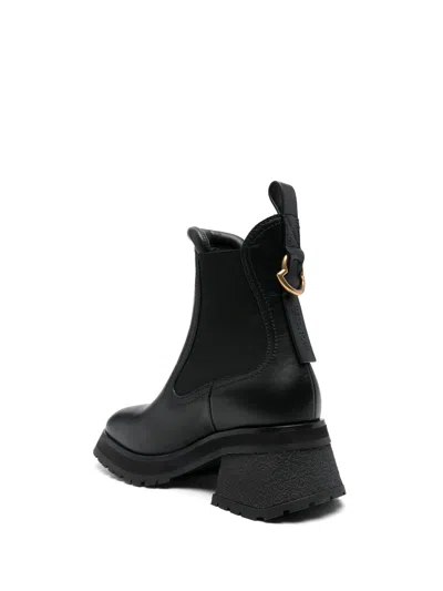 Moncler Gigi Embellished Leather Chelsea Boots In Black