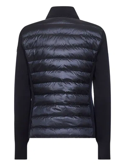 Moncler Quilted Vest-style Cardigan With High Neck And Feather Padding In Black