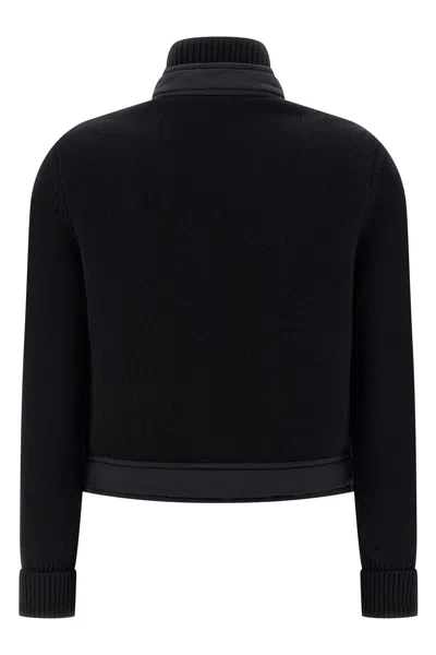 Moncler Grenoble High Neck Quilted Cardigan In Black