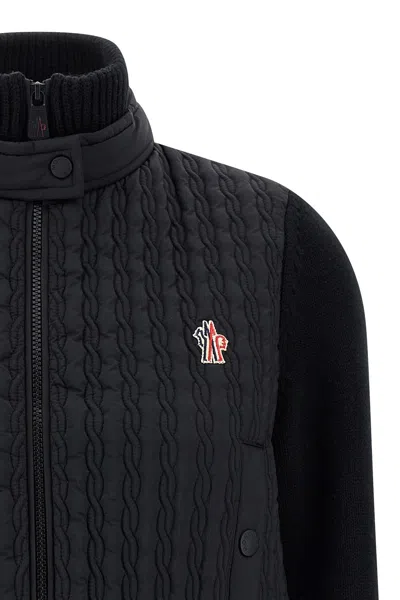 Moncler Grenoble High Neck Quilted Cardigan In Black