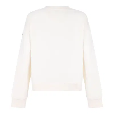 Moncler Crewneck Cotton Sweatshirt With Embroidered Logo And Multicolor Patch In White
