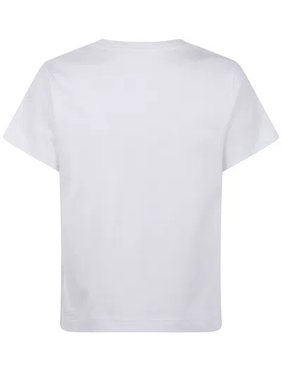 Moncler Cotton T Shirt With Embroidered Cursive Logo In White
