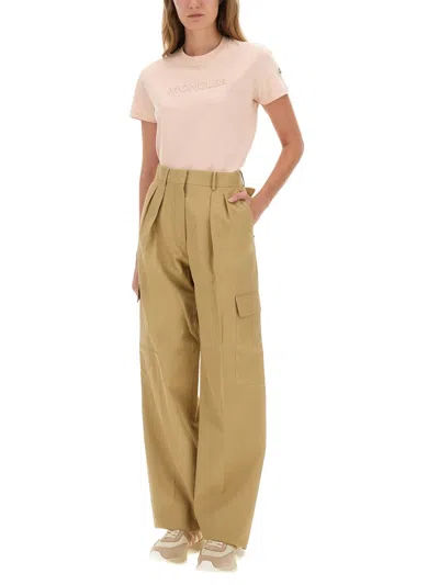 Moncler Cotton Tshirt With Logo In Pink