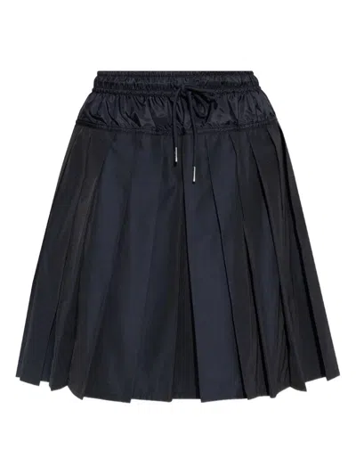 Moncler Elastic Waistband Pleated Skirt In Blue