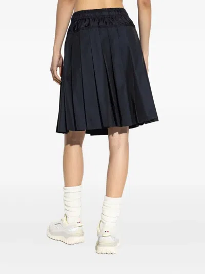 Moncler Elastic Waistband Pleated Skirt In Blue