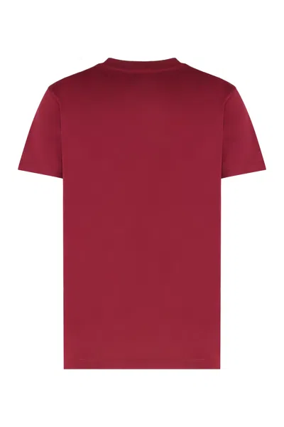 Moncler Embroidered Tonal Logo Cotton T-shirt In Burgundy