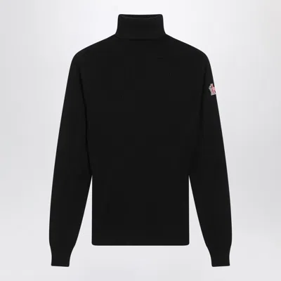 Moncler Wool Blend Turtleneck Long Sleeve Top In Black