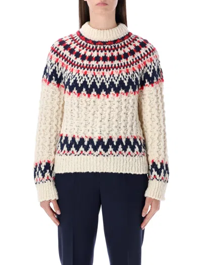 Moncler Grenoble Geometric Jacquard Wool Blend Jumper In Multi