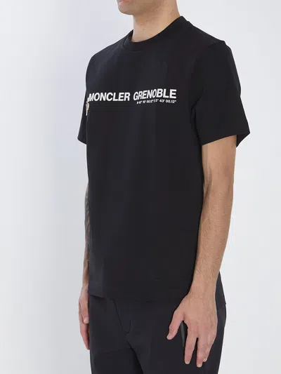 Moncler Grenoble Black Stretch Cotton T-shirt In Brown
