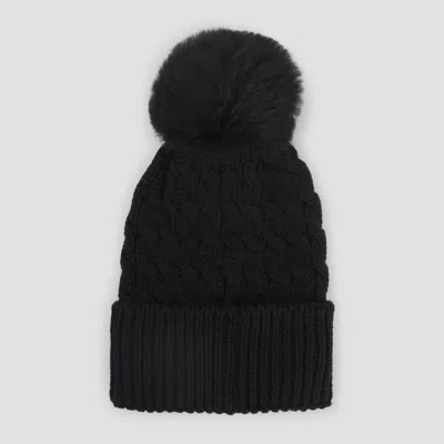 Moncler Grenoble Wool Hat With Pom Pom In Black