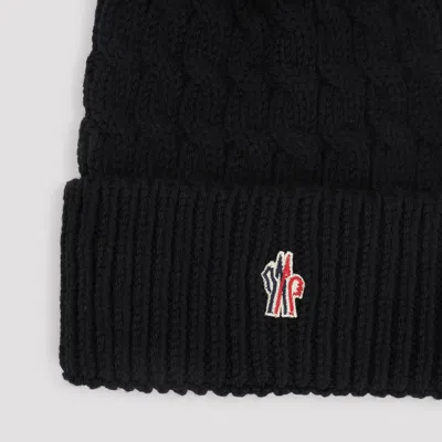 Moncler Grenoble Wool Hat With Pom Pom In Black