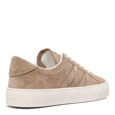 Moncler Leather Sneakers In White In Neutral