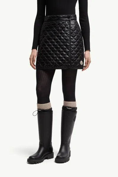 Moncler Padded Mini Skirt With Checked Quilting In Blue