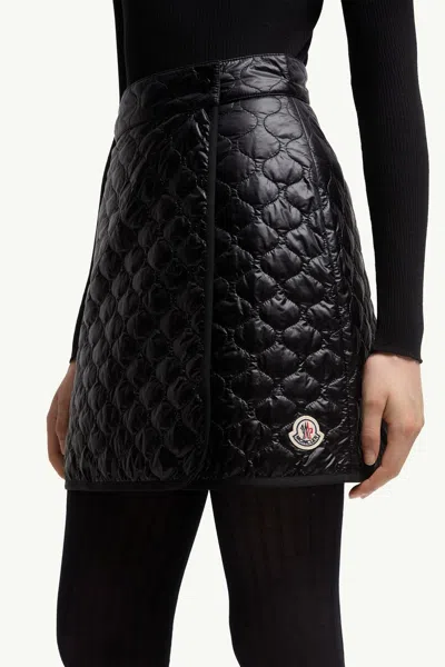 Moncler Padded Mini Skirt With Checked Quilting In Blue