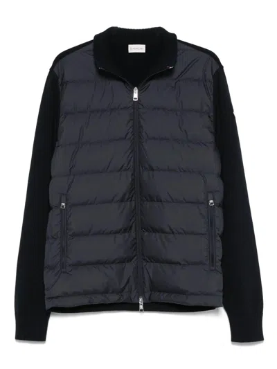 Moncler Padded Zip-up Cotton Cardigan Clothing In Blue