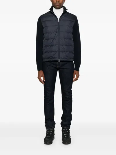 Moncler Padded Zip-up Cotton Cardigan Clothing In Blue