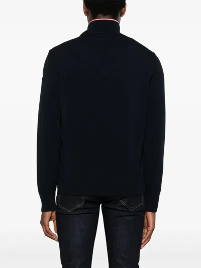 Moncler Padded Zip-up Cotton Cardigan Clothing In Blue