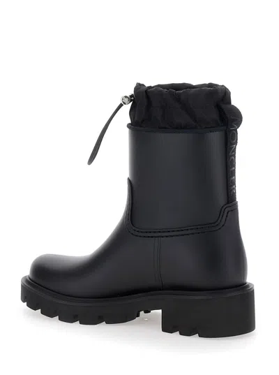 Moncler Drawstring Embosssed-logo Rain Boots In Black