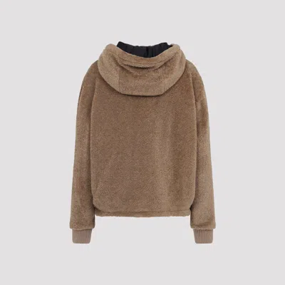 Moncler Reversible Padded Hoodie In Brown