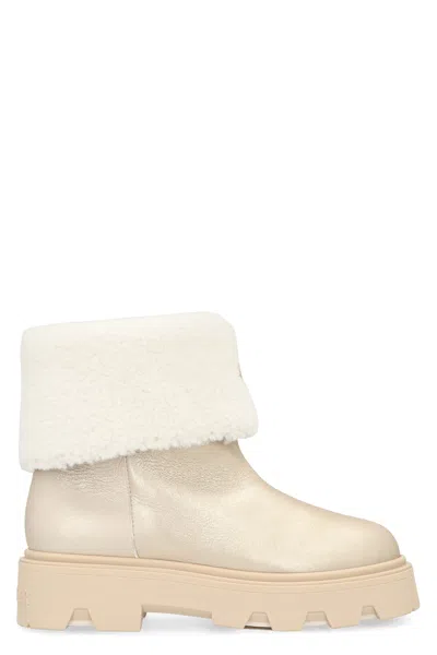Moncler Shearling Boots Aurea In Neutral