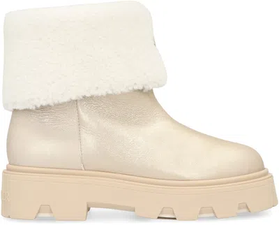 Moncler Shearling Boots Aurea In Neutral