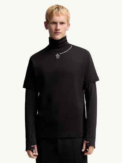 Moncler Grenoble Crewneck T-shirt Embroidery Detail In Black