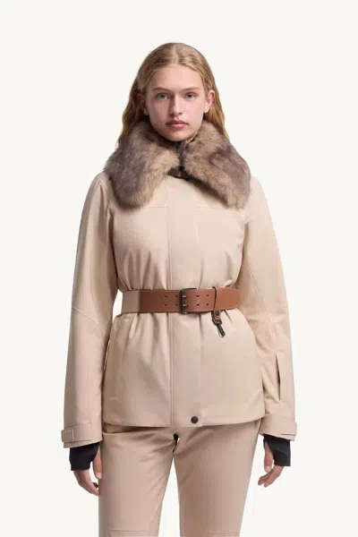 Moncler Vizelles Shearling-trimmed Ski Jacket In Neutral