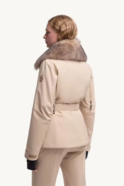 Moncler Vizelles Shearling-trimmed Ski Jacket In Neutral